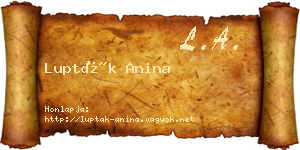 Lupták Anina névjegykártya